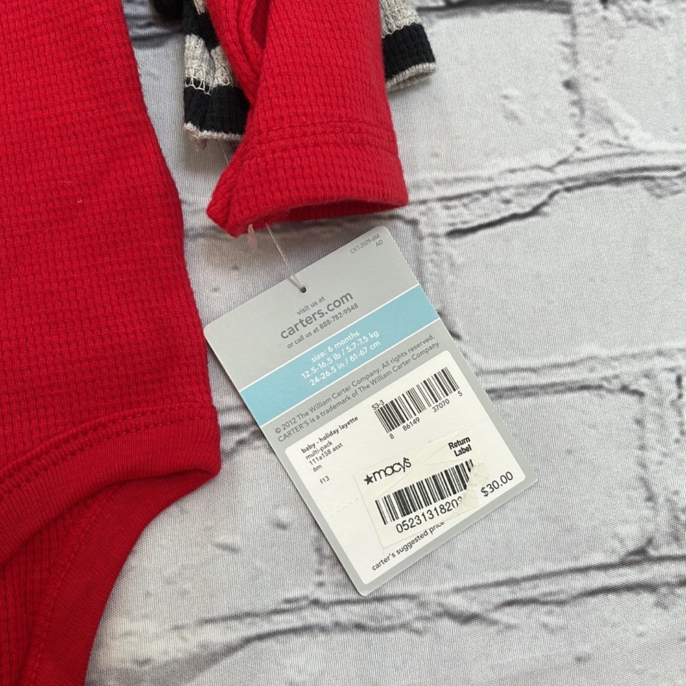 Carters Baby 3piece set of thermal long sleeve onesies Size 6 months NWT - Picture 5 of 5